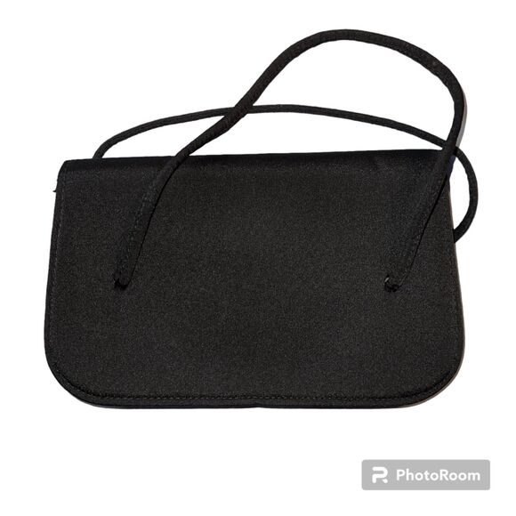 Vintage Womens Handbag Clutch Small Black Glitter Sparkle Formal Party Classic - Picture 5 of 9